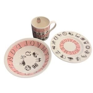 Wedgwood Martha Stewart Alphabet Design Pink and White Dining Set NWT NOS